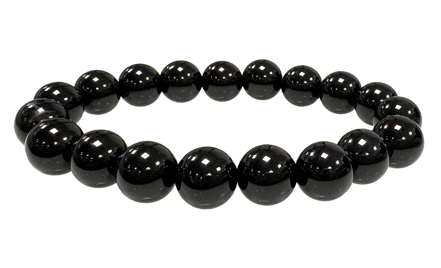 Bracelet perles Obsidienne noire A 10mm