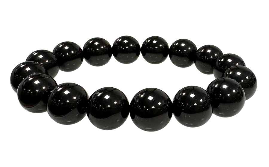 Bracelet perles Obsidienne noire A 12mm