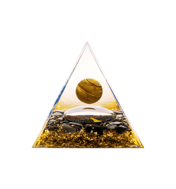 Orgonite Pyramide Oeil de Tigre & Obsidienne Noire Arbre de Vie chez Arabesk|fr