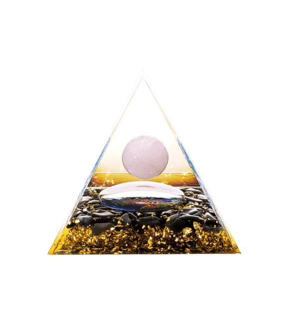 Orgonite Pyramide Quartz Rose & Obsidienne Noire Arbre de Vie chez Arabesk|fr