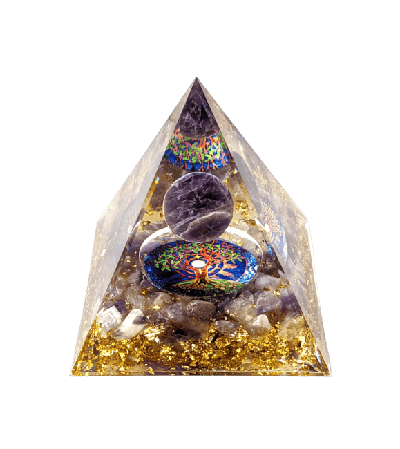 Orgonite Pyramide Amethyste Arbre de Vie