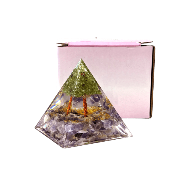 Orgonite Pyramide Amethyste & Péridot Arbre de Vie