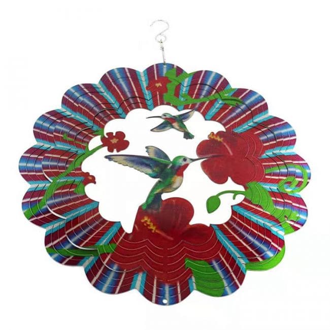 Carillon éolien 3D acier multicolor Colibri 30cm