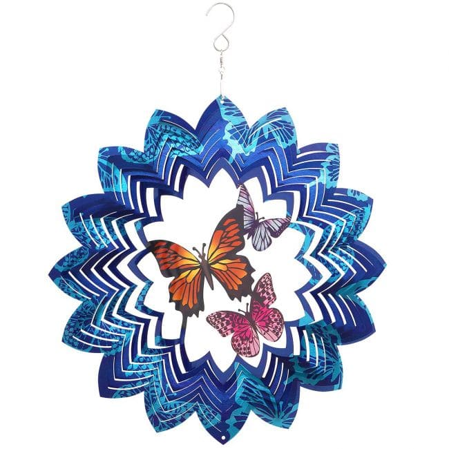 Carillon éolien 3D acier multicolor papillon 30cm