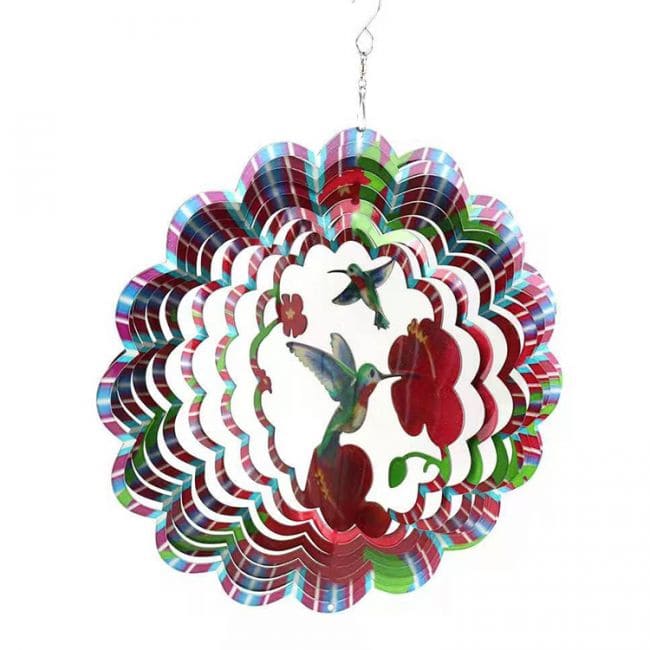 Carillon éolien 3D acier multicolor Colibri 30cm