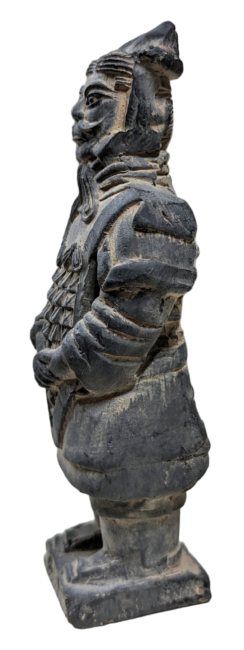Schwarze Kriegerstatue aus Terrakotta, 12 cm