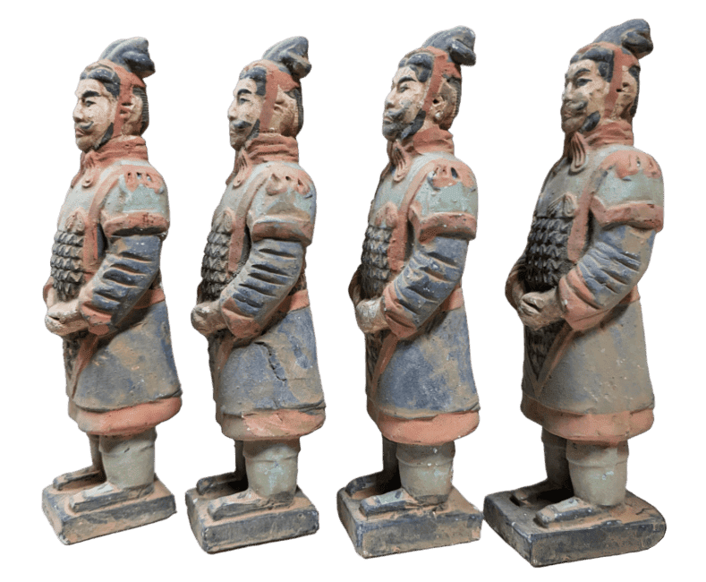 Statue Colorée Antique en Terracotta Général 16cm X 4 pcs