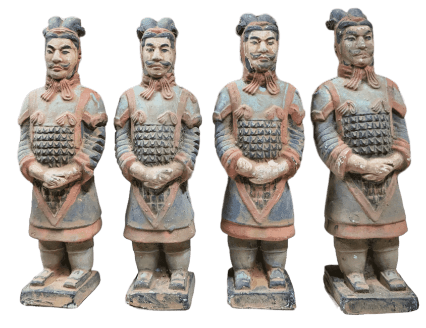 Statue Colorée Antique en Terracotta Général 16cm X 4 pcs