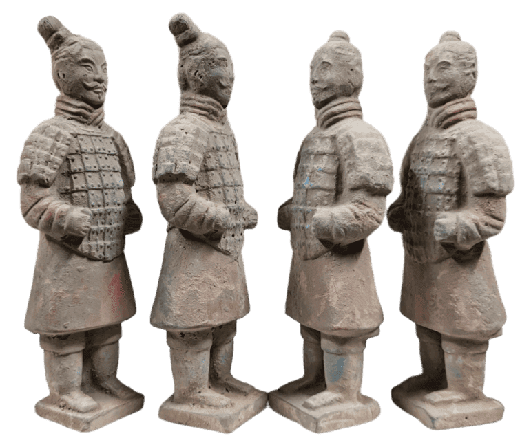 Statue Colorée Antique en Terracotta Guerrier 16cm X 4 pcs