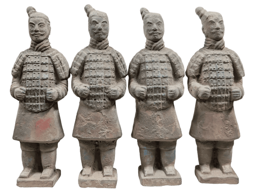 Statue Colorée Antique en Terracotta Guerrier 16cm X 4 pcs