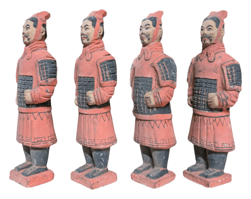 Statue Colorée Antique Guerriers avec Armure en Terracotta 15cm X 4 pcs chez Arabesk|fr