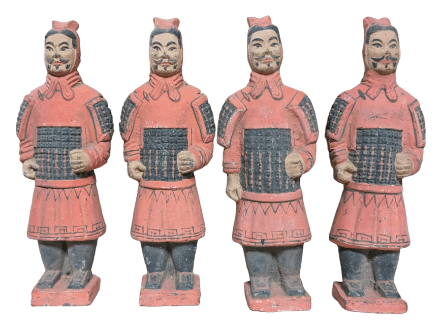 Statue Colorée Antique Guerriers avec Armure en Terracotta 15cm X 4 pcs chez Arabesk