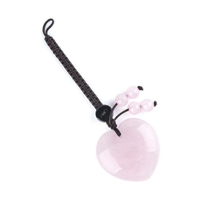 Bijou de Sac Cœur Quartz Rose A en Pierre Naturelle