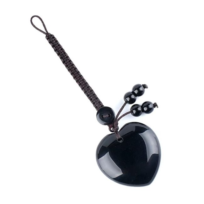 Bijou de Sac Cœur Obsidienne Noire A en Pierre Naturelle