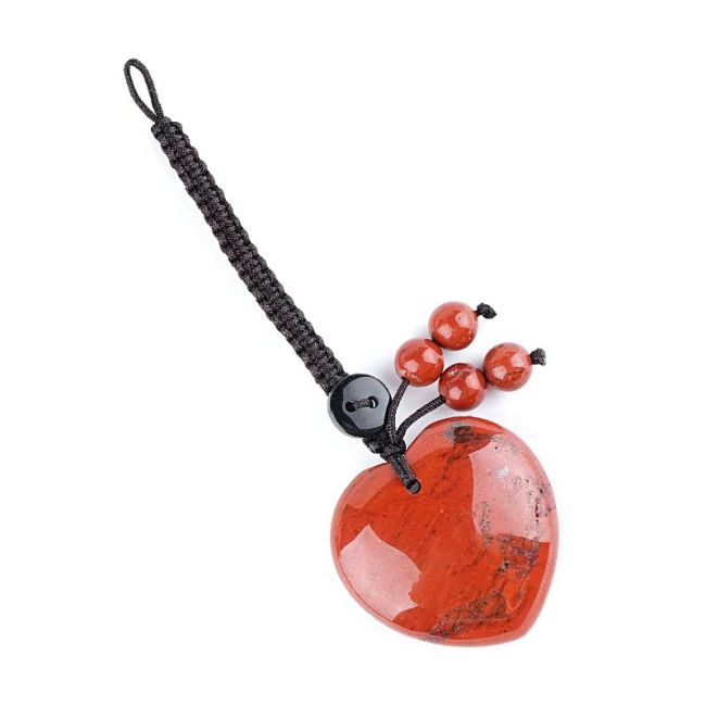 Bijou de Sac Cœur Jaspe Rouge en Pierre Naturelle