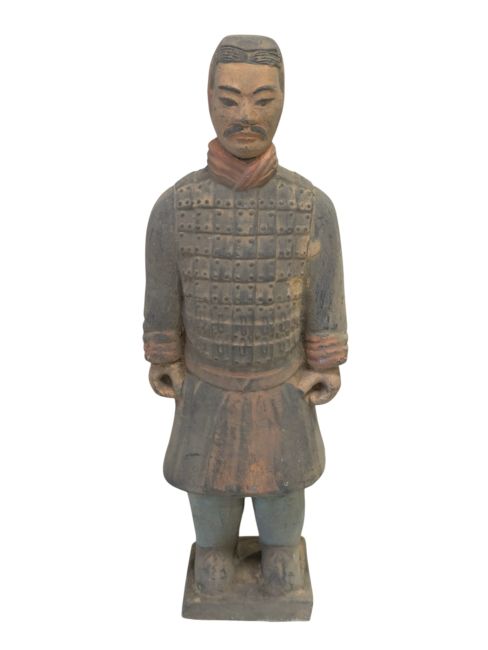 Statue Colorée Antique Terracotta Chevalier 20cm