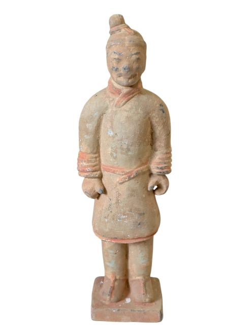 Statue Colorée Antique en Terracotta Guerrier 25cm