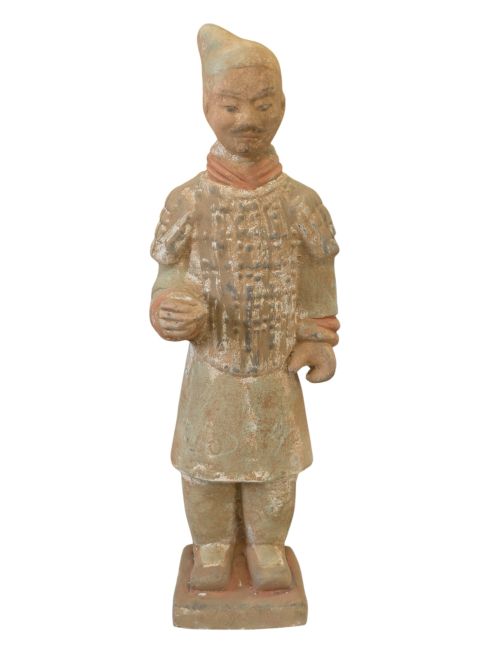 Statue Colorée Antique Terracotta Guerrier 25cm