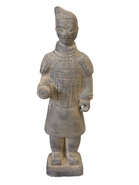 Statue Noire en Terracotta Guerrier 25cm