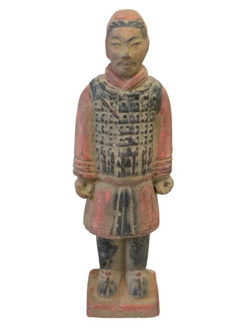 Statue Colorée Antique Terracotta Chevalier 24cm