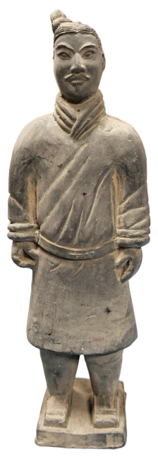 Schwarze Kriegerstatue aus Terrakotta, 25 cm