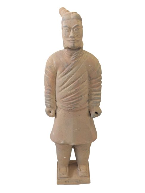 Statue Colorée Antique en Terracotta Guerrier 25cm