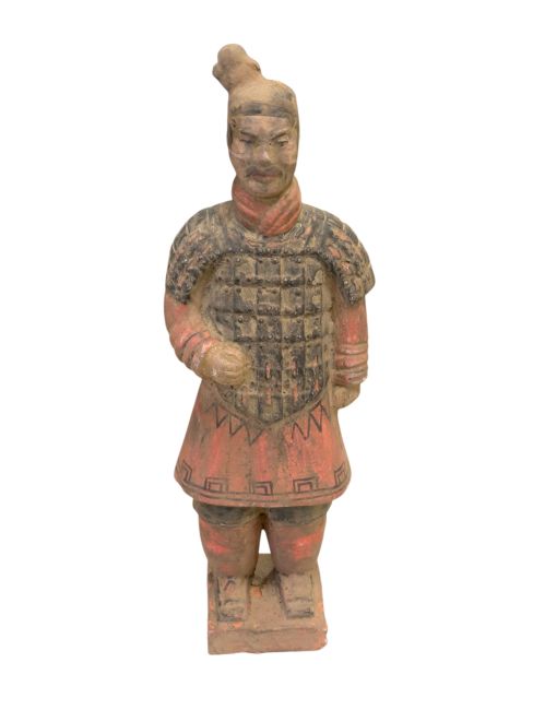 Statue Colorée Antique Terracotta Guerrier 26 cm