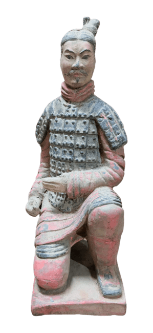 Statue Colorée Antique Archer Agenouillé en Terracotta 22 cm chez Arabesk