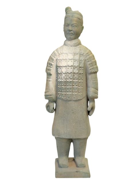 Statue Colorée Antique Terracotta Guerrier 35cm chez Arabesk