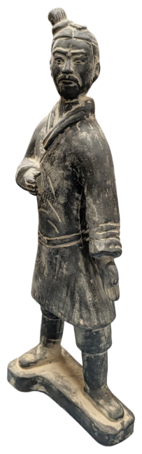 Statue Noire Guerrier d'Infanterie en Terracotta 35cm