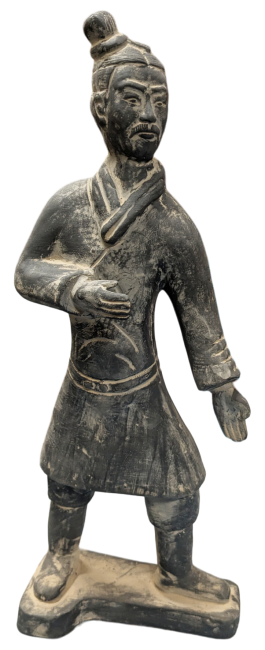 Statue Noire Guerrier d'Infanterie en Terracotta 35cm
