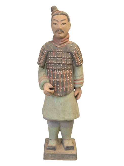 Statue Colorée Antique Terracotta Guerrier 35 cm chez Arabesk
