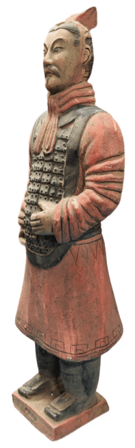 Statue Colorée Antique Guerriers avec Armure en Terracotta  38cm