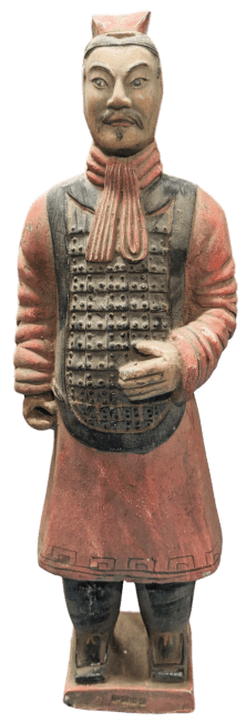 Statue Colorée Antique Guerriers avec Armure en Terracotta  38cm