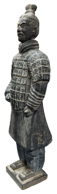 Schwarze Kriegerstatue aus Terrakotta, 50 cm