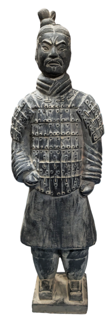 Schwarze Kriegerstatue aus Terrakotta, 50 cm