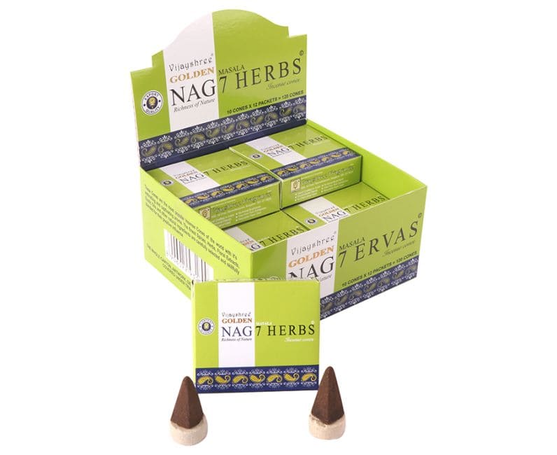 Encens Vijayshree Golden Nag 7 Herbes cones