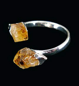 Bague double Citrine plaquée argent