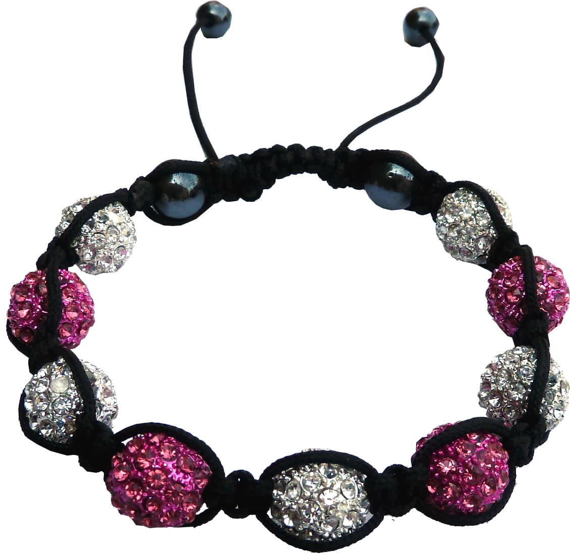 Shamballa 9 pierres rose & blanc
