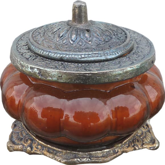 Bougie parfumée patchouli ambre dans un bocal métal & verre