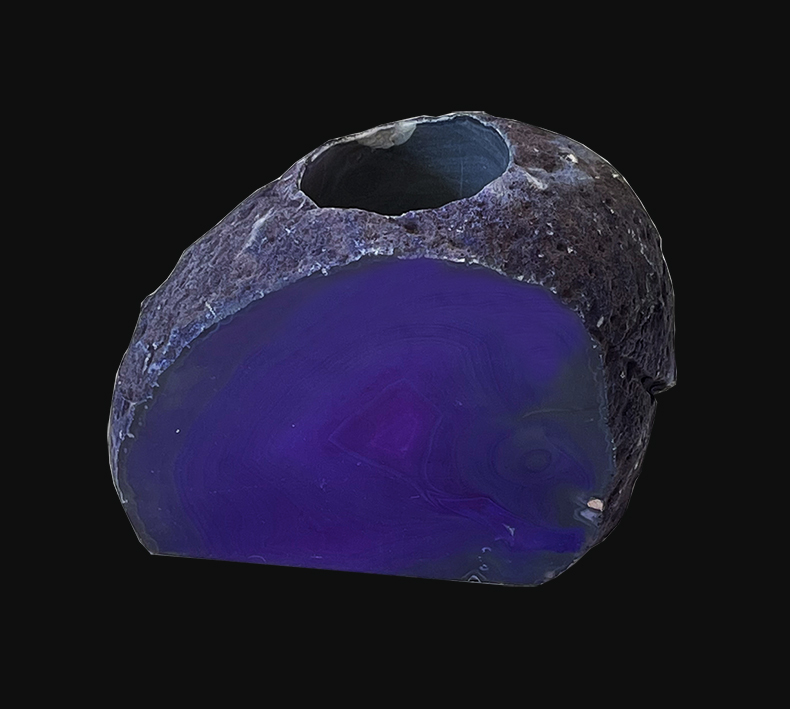 Bougeoir en pierre Agate Violette 