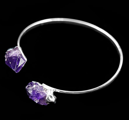 Bracelet double Améthyste plaqué argent