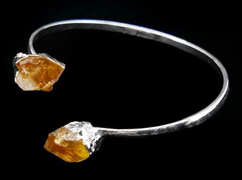 Bracelet double Citrine plaqué argent
