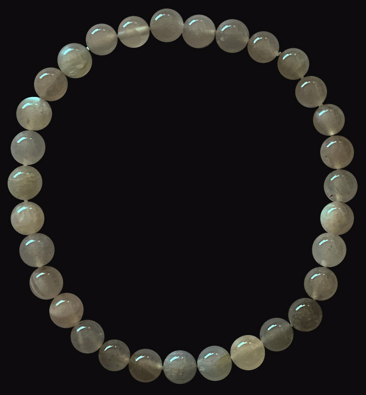 Bracelet pierre de lune grise A perles 6mm