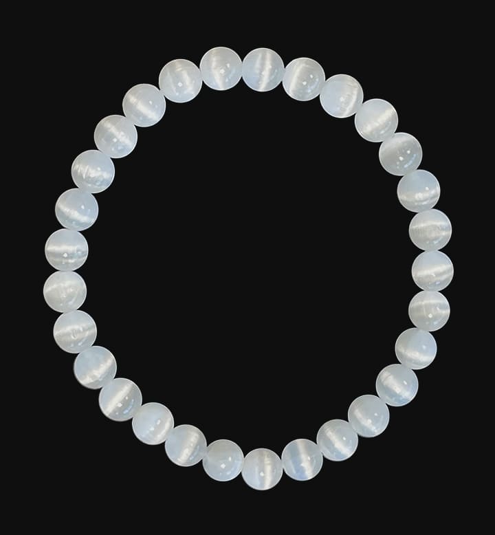 Bracelet Sélenite Oeil de Chat AA perles 6mm