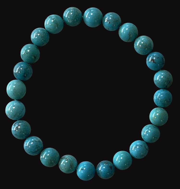 Bracelet Turquoise 8mm Perles Rondes Élastique Résistant - Neuf