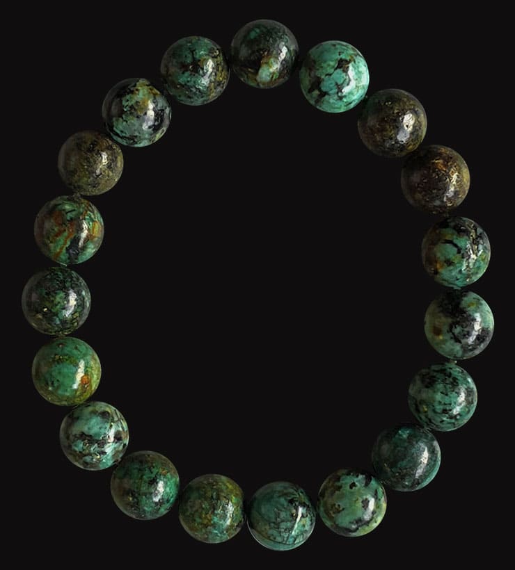 Bracelet turquoise naturelle d'Afrique A perles 10mm