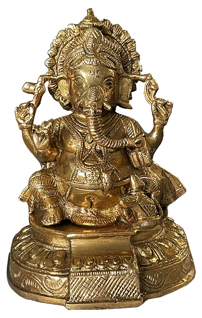Ganesh hindou assis en laiton 19cm