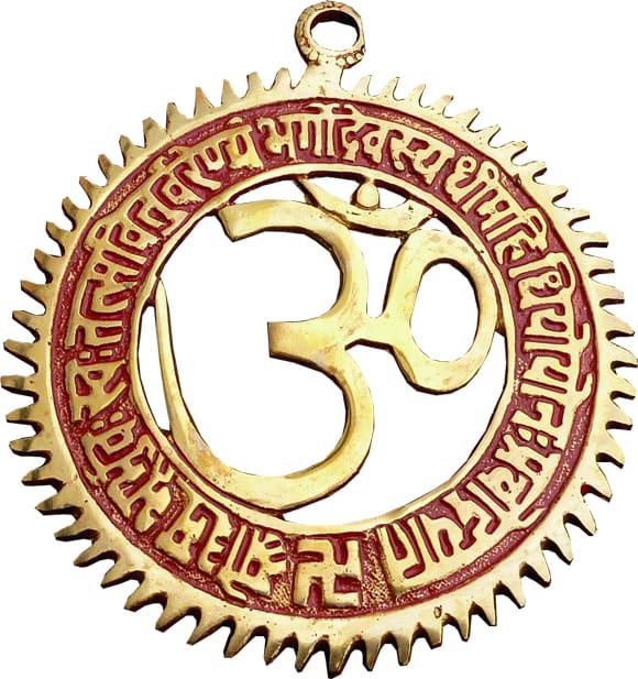 Om couleur gayatri mantra mural bronze 12.5cm