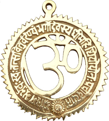 Om couleur gayatri mantra mural bronze 12.5cm